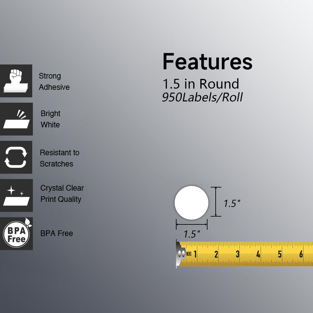 White 1.5" circle labels – 950 per roll