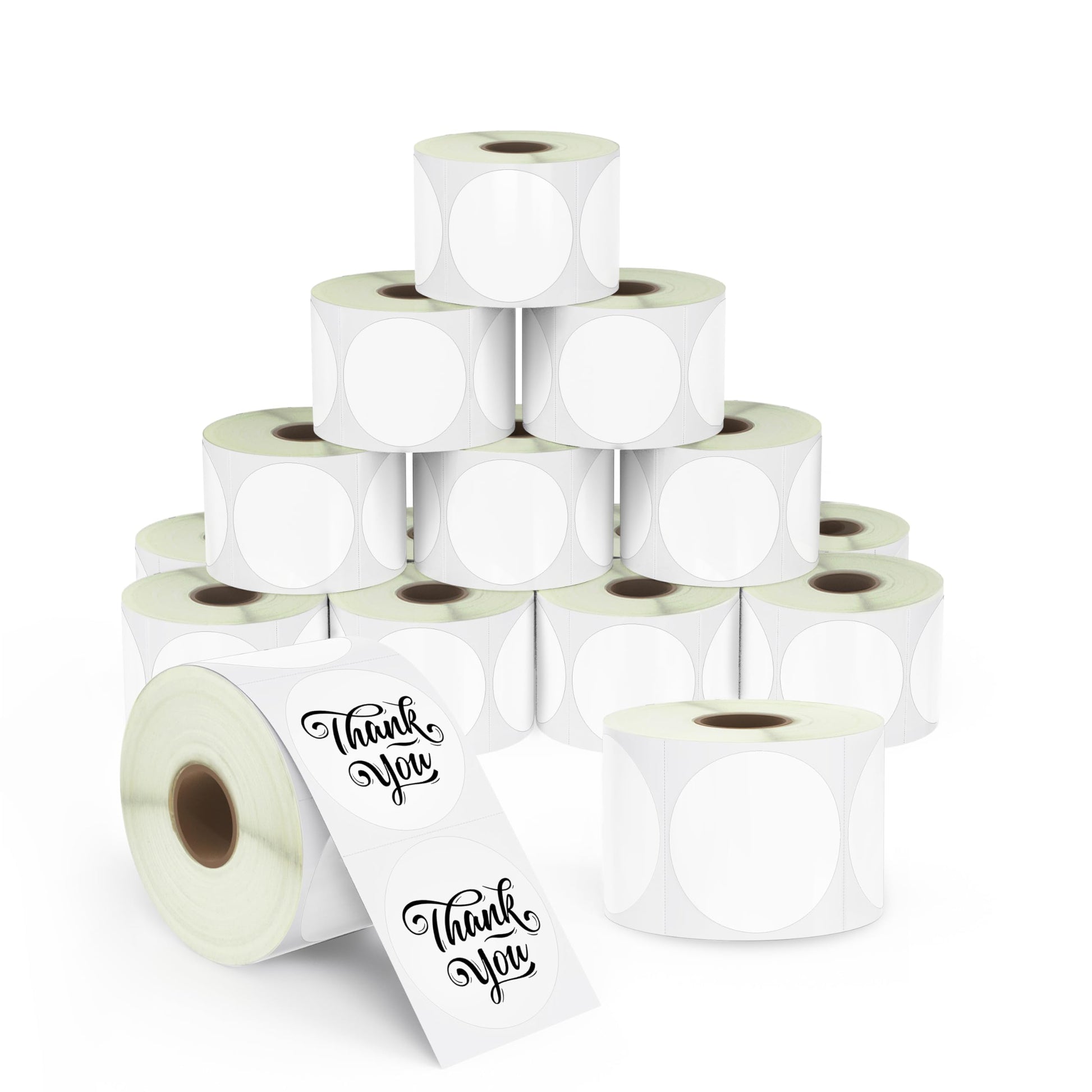 White 2 inch thermal circle labels