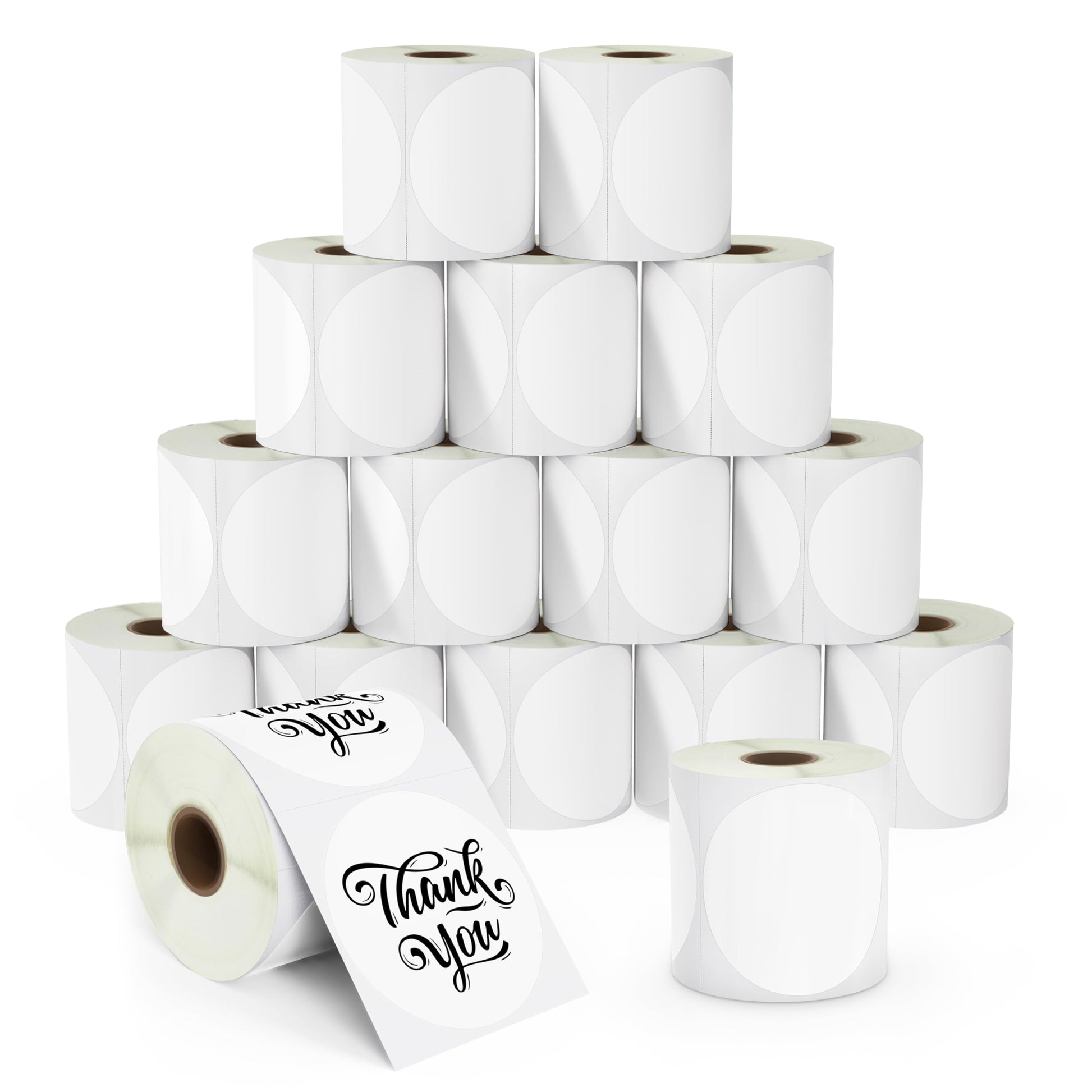 White round thermal labels for price tags