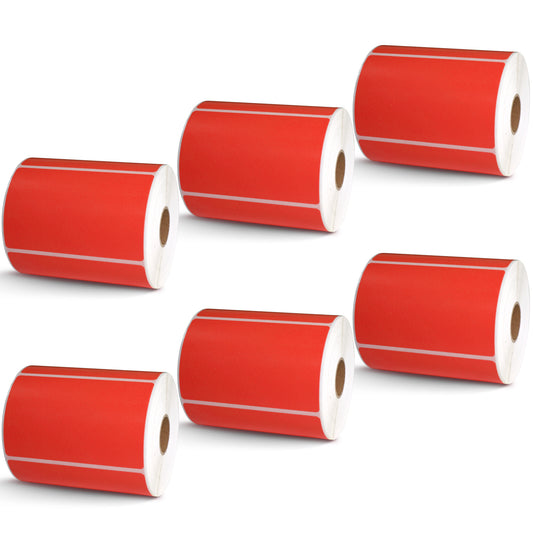 4" x 2.5" Red Direct Thermal Labels