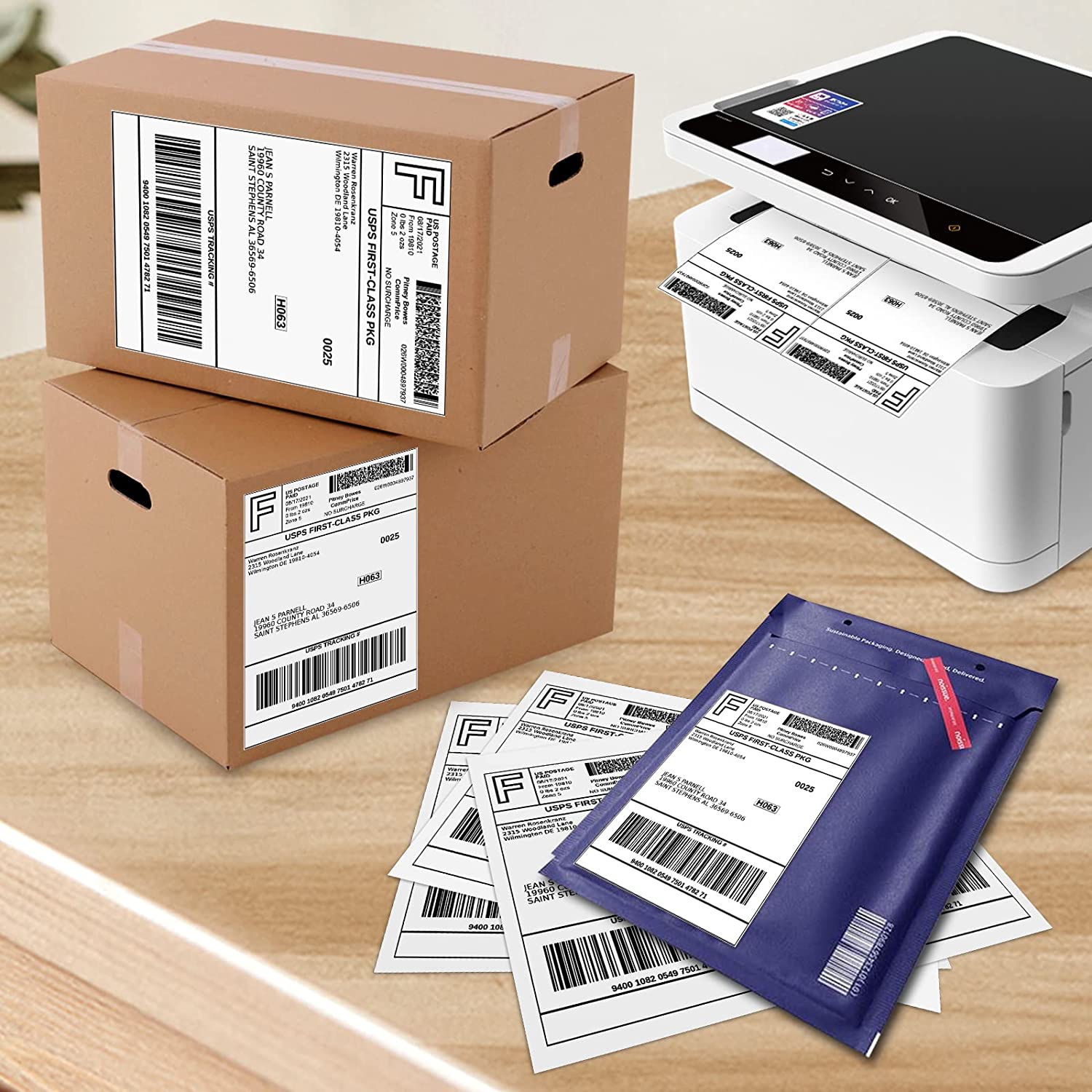 Betckey 8.5" x 5.5" Half Sheet Self Adhesive Shipping Labels