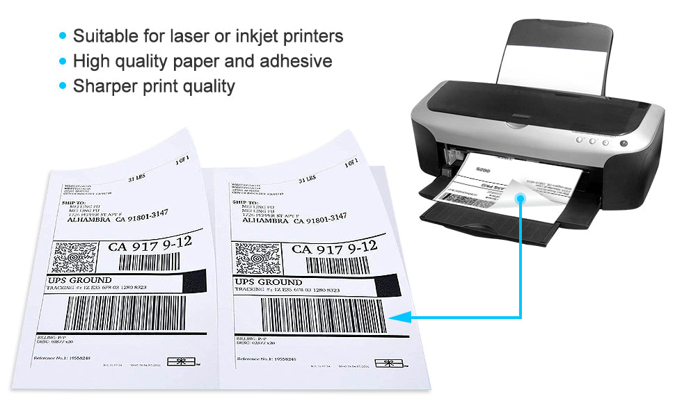 Betckey 8.5" x 5.5" Half Sheet Self Adhesive Shipping Labels