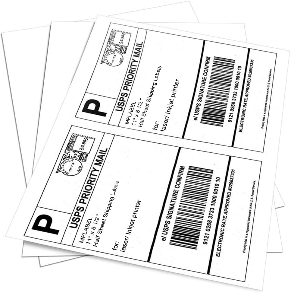 Betckey 8.5" x 5.5" Half Sheet Self Adhesive Shipping Labels
