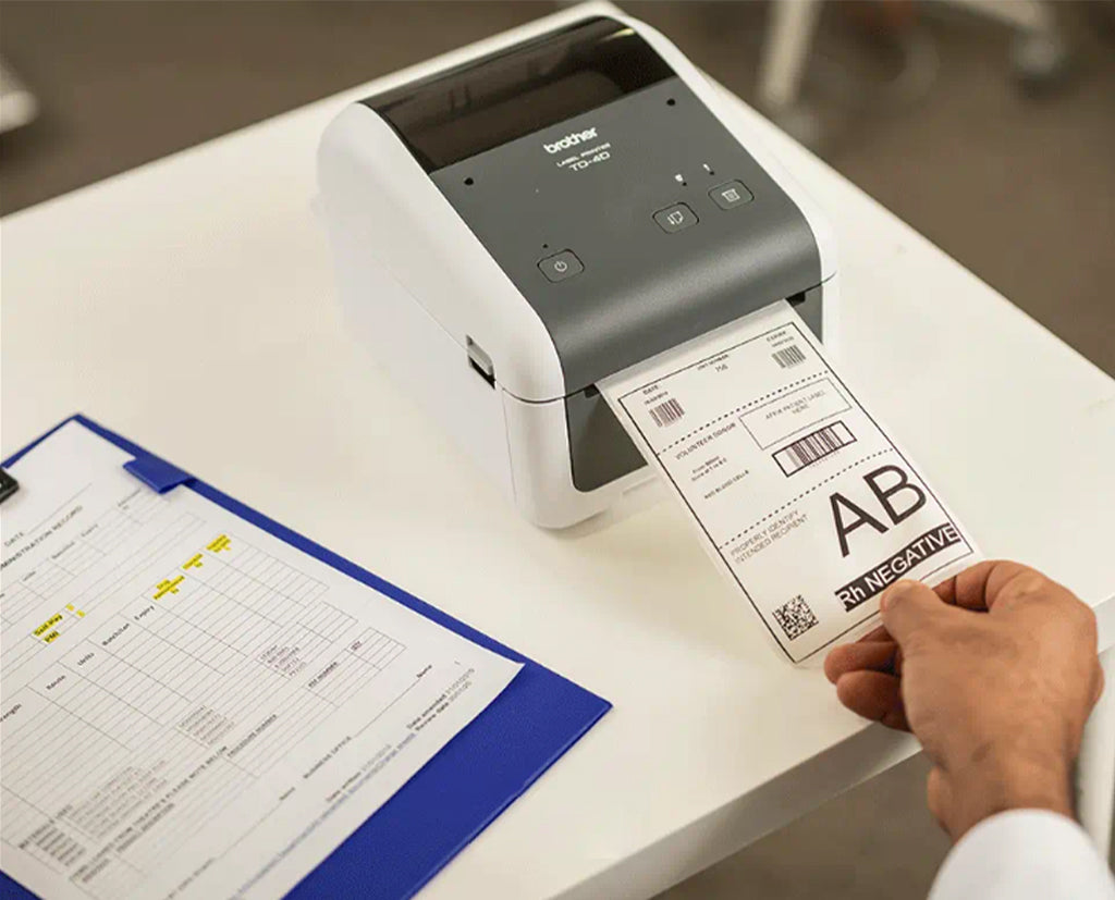 Using a Brother label printer to print a label regarding health.