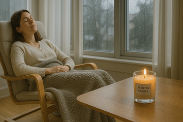 fragrant candle with clear labels
