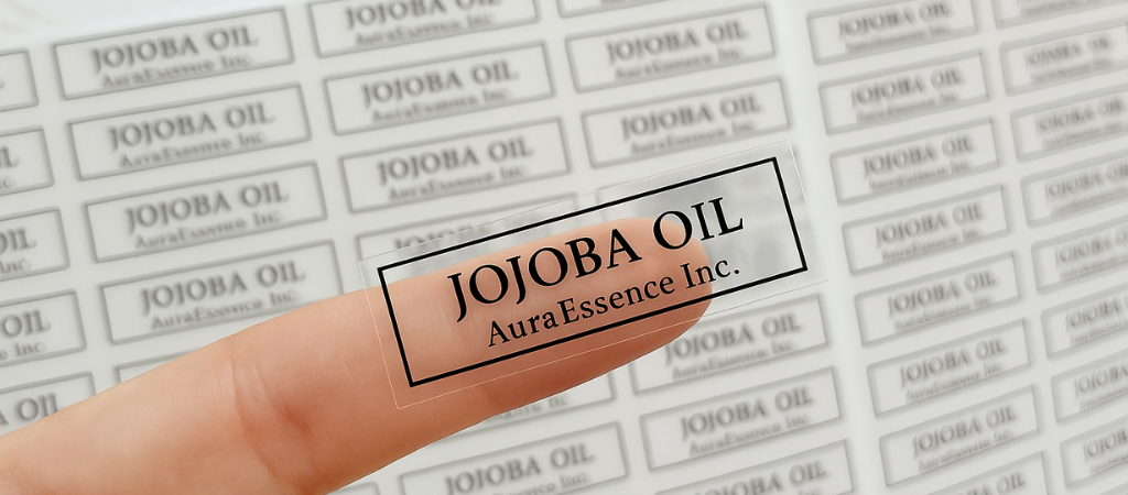 fragrant candle with clear labels