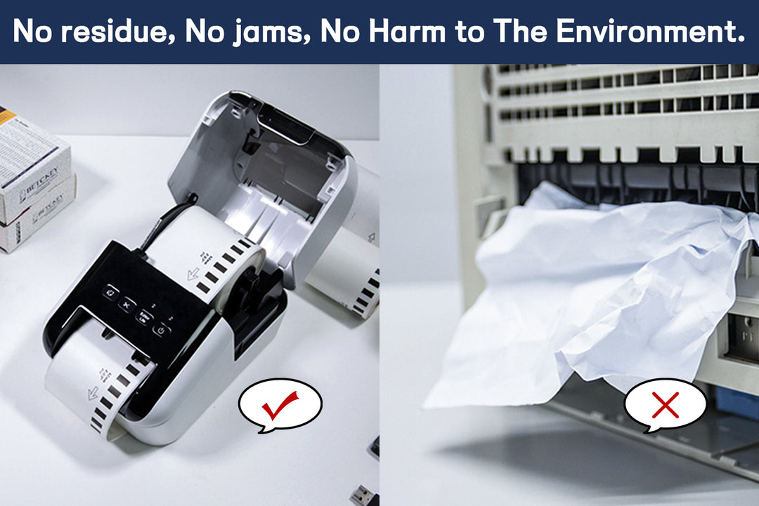 No residue, no jams, no harm to the environment. Betckey's Unique Adhesive-Free Design