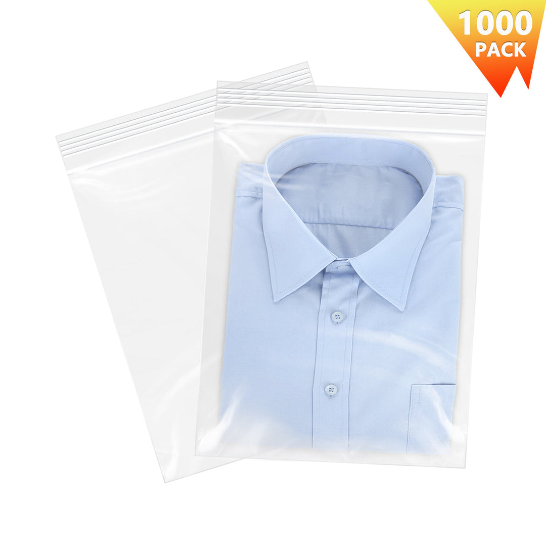 13" x 15" Clear Large Reclosable 2 Gallon Ziplock Bags