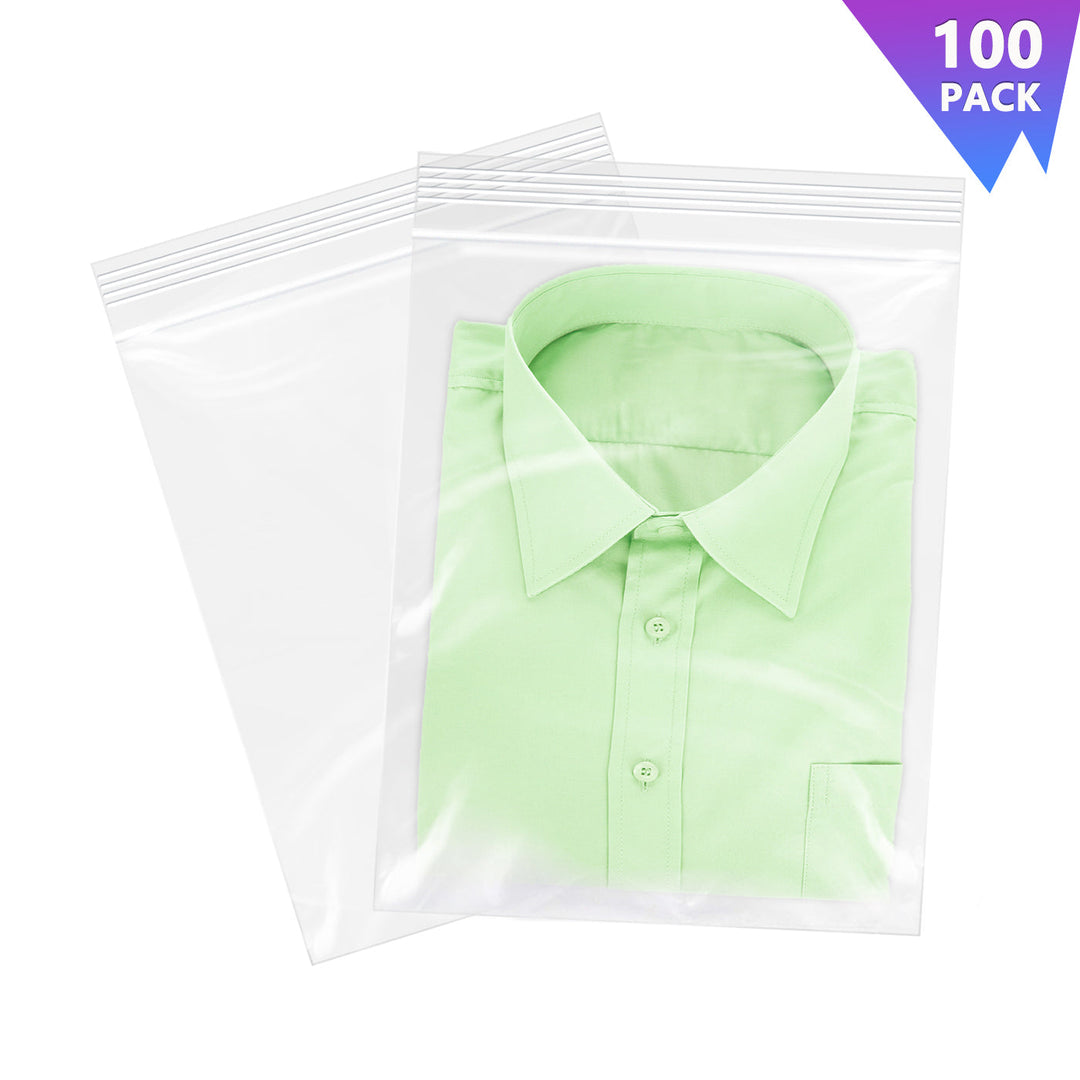 11" x 14" Clear Reclosable Zip Lock Bags For Clothes