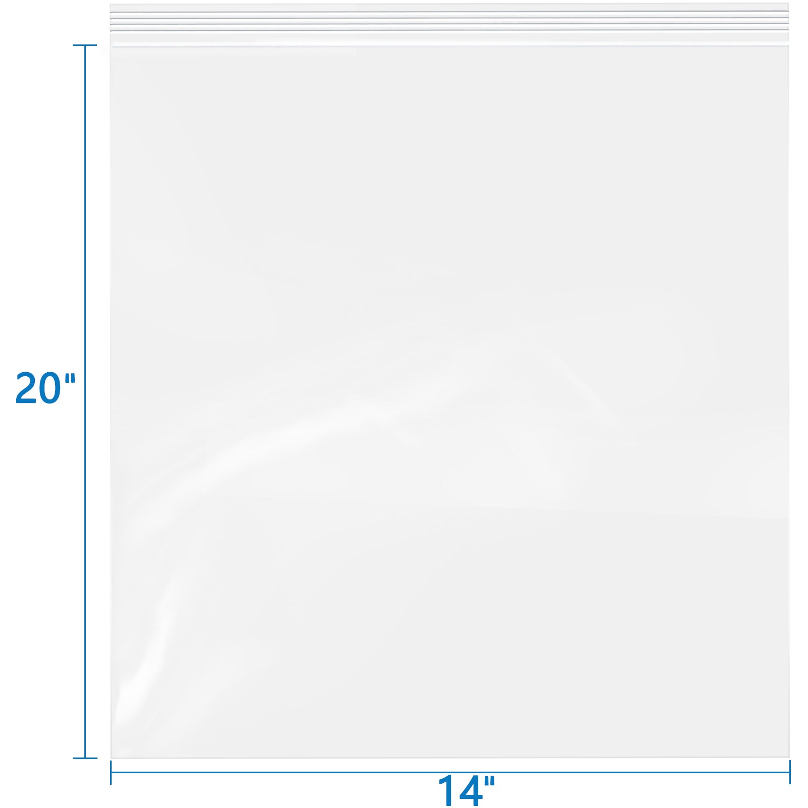 4 Mil 14" x 20" Large Clear Zip Bags 100 Pack Durable Reusable