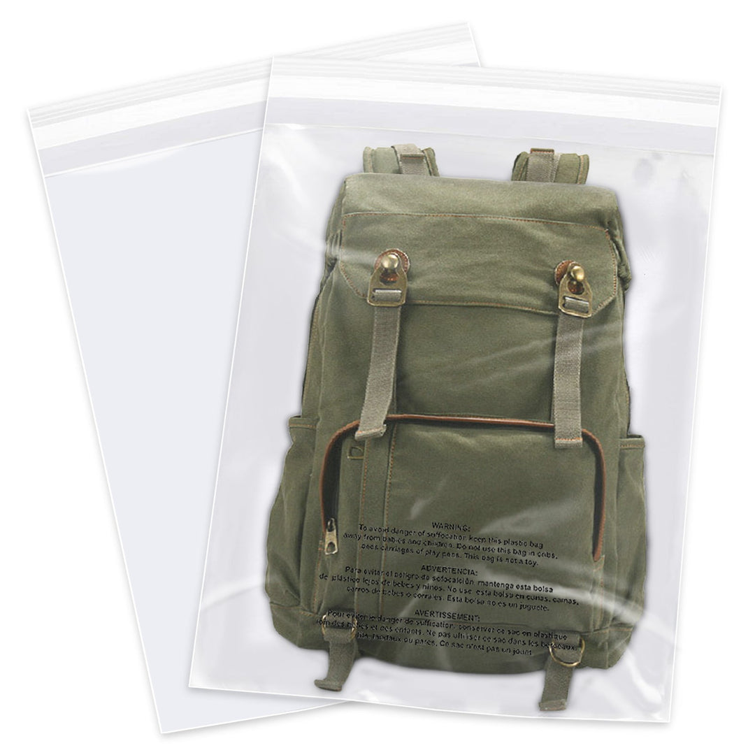 14" x 20" Large Clear Suffocation Warning Poly Bags For Clothing