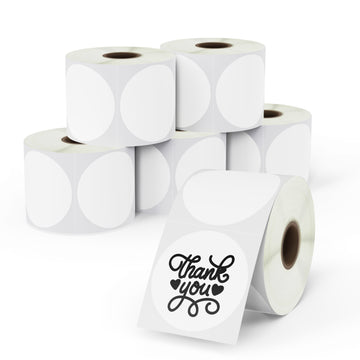 2" White Round Removable Film Labels