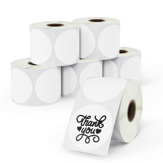 2" White Round Removable Film Labels