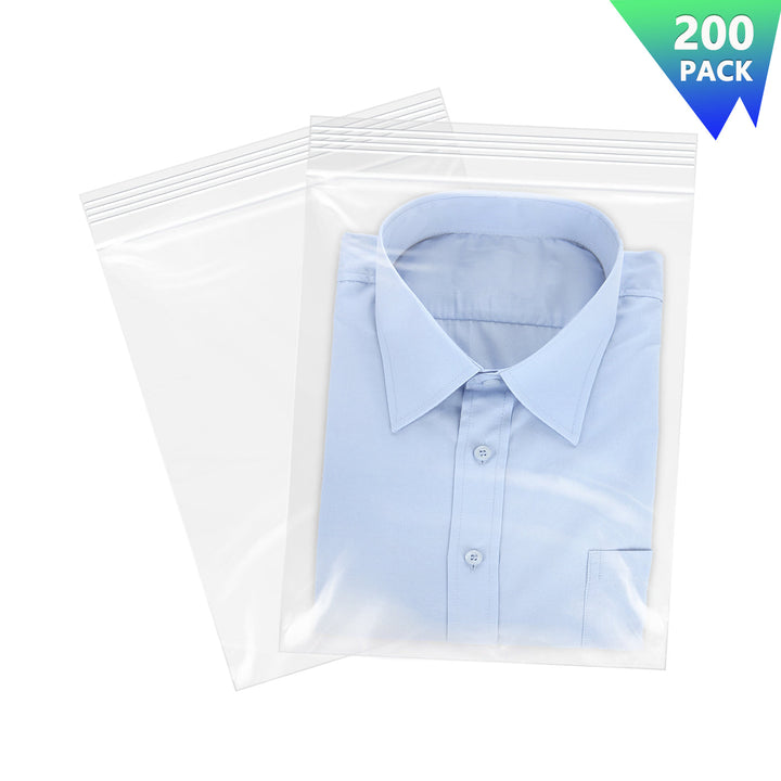 13" x 15" Clear Large Reclosable 2 Gallon Ziplock Bags