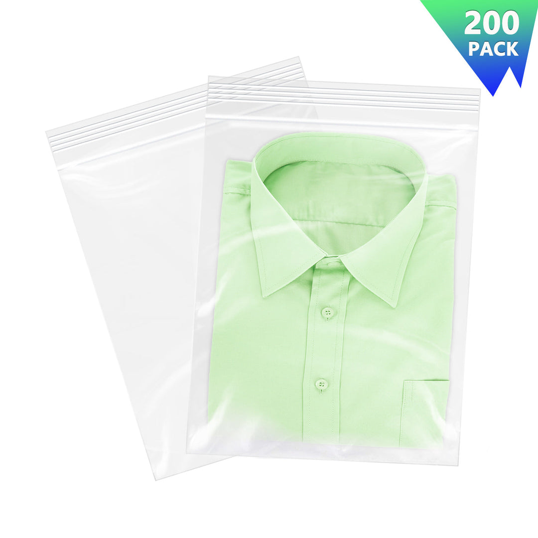 11" x 14" Clear Reclosable Zip Lock Bags For Clothes