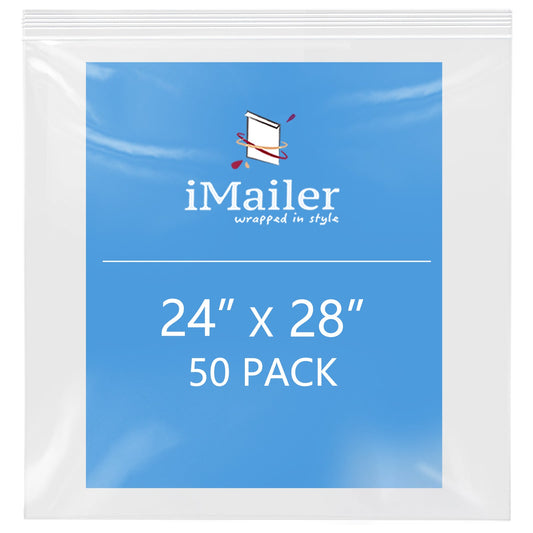 2 Mil 24" x 28" Clear Resealable Zip Top Bags 50 Pack