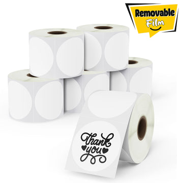 2" White Round Removable Film Labels