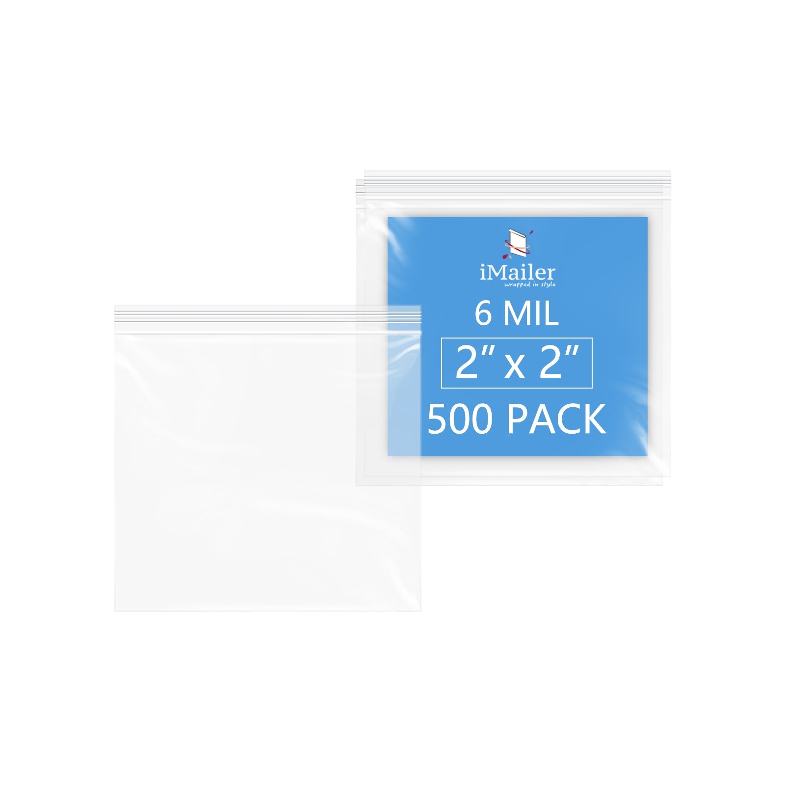 6 Mil 2" x 2" Heavy-Duty Zip Bags 500 Pack Durable Reusable