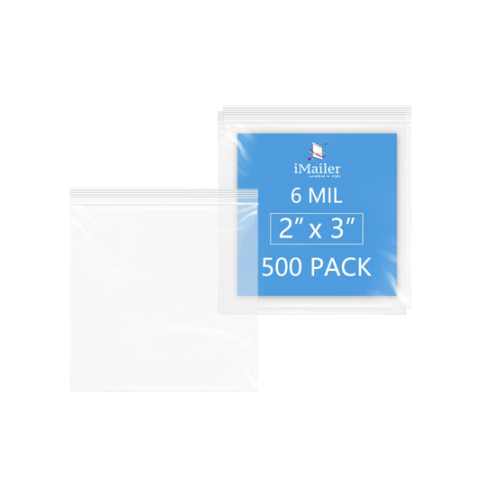 6 Mil 2" x 3" Thick Zip Bags 500 Pack Heavy-Duty and Reusable