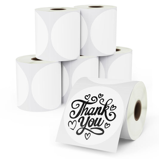 3" White Round Removable Film Labels