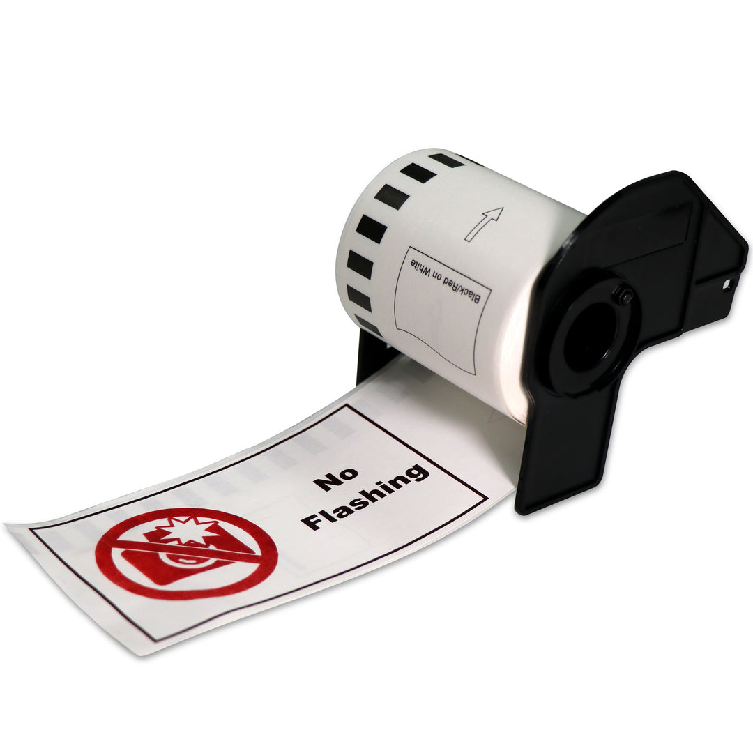 DK-2251 Black/Red on White Continuous Labels 2.4" x 100'