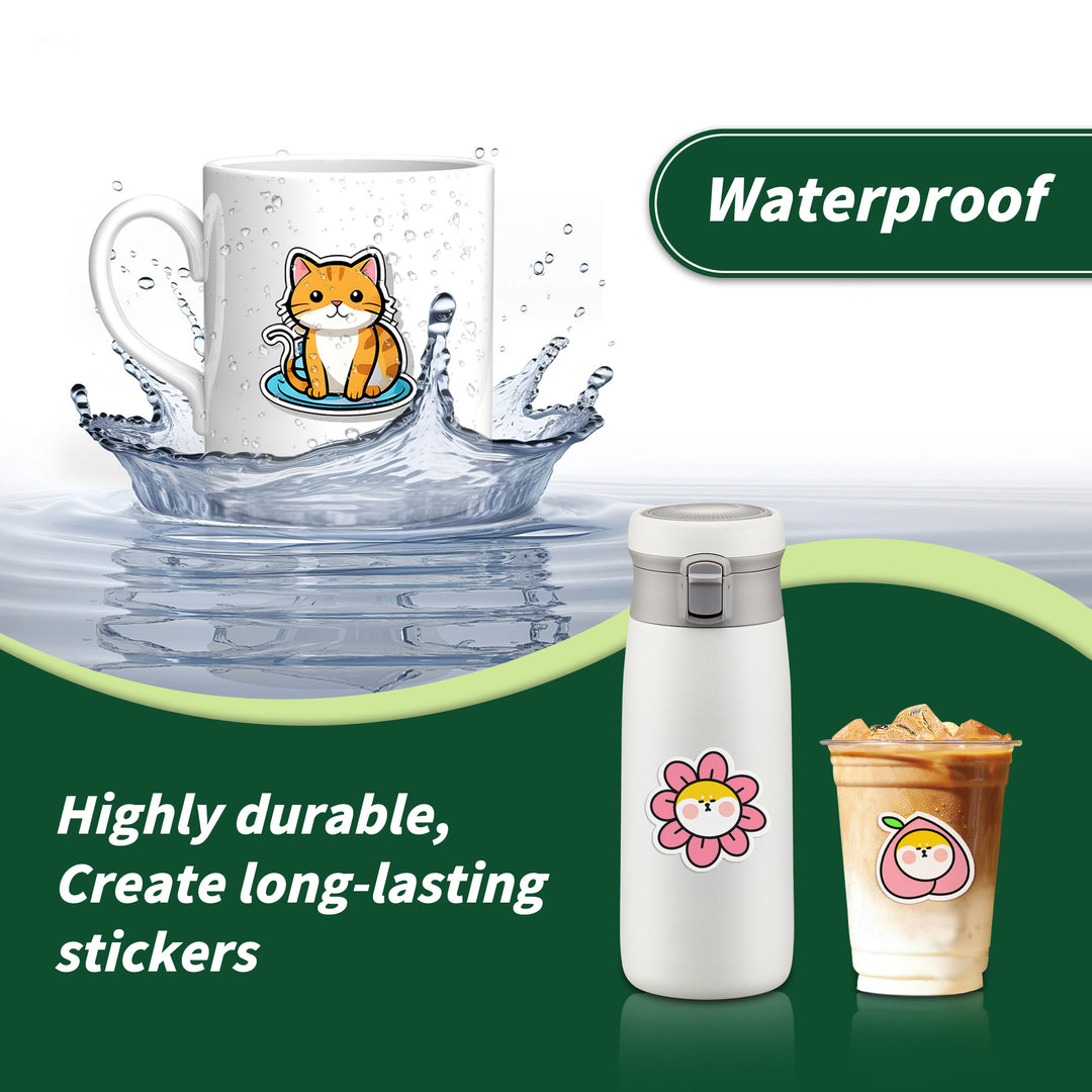 8.5" x 11" Glossy Printable Vinyl Sticker Paper for Inkjet or Laser Printers