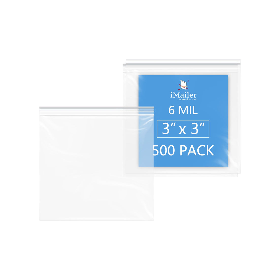 6 Mil 3" x 3" Thick Zip Bags 500 Pack Heavy-Duty Reusable