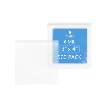 6 Mil 3" x 4" Zip Bags 500 Pack Heavy-Duty and Reusable