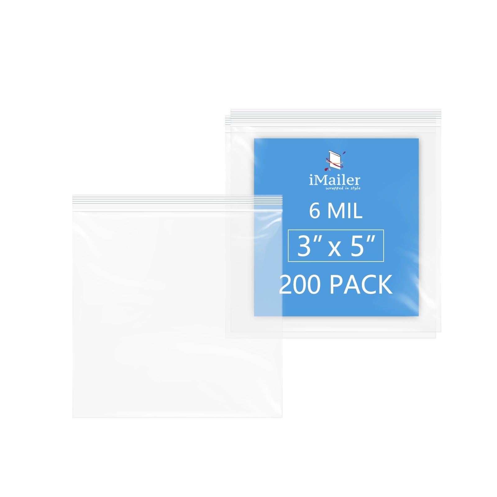6 Mil 3" x 5" Thick Zip Bags 200 Pack Durable Reusable