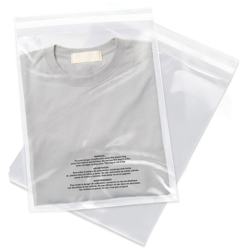 iMailer 10" x 13" Self Seal 1.6 Mil Clear Plastic Poly Bags with Suffocation Warning