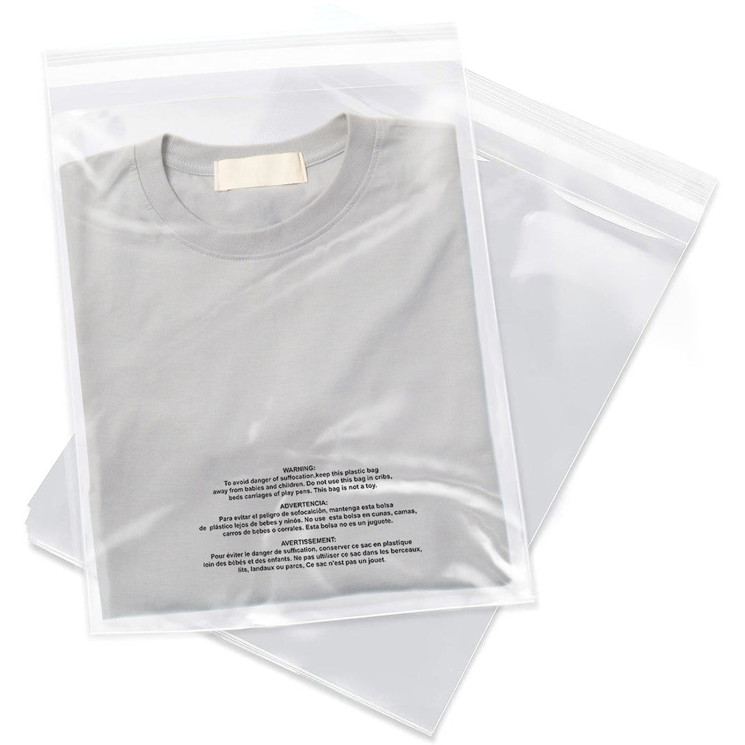 iMailer 10" x 13" Self Seal 1.6 Mil Clear Plastic Poly Bags with Suffocation Warning