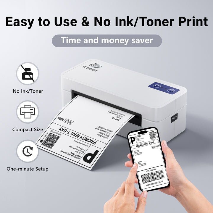 4x6 Thermal Shipping Label Printer Bluetooth Wireless