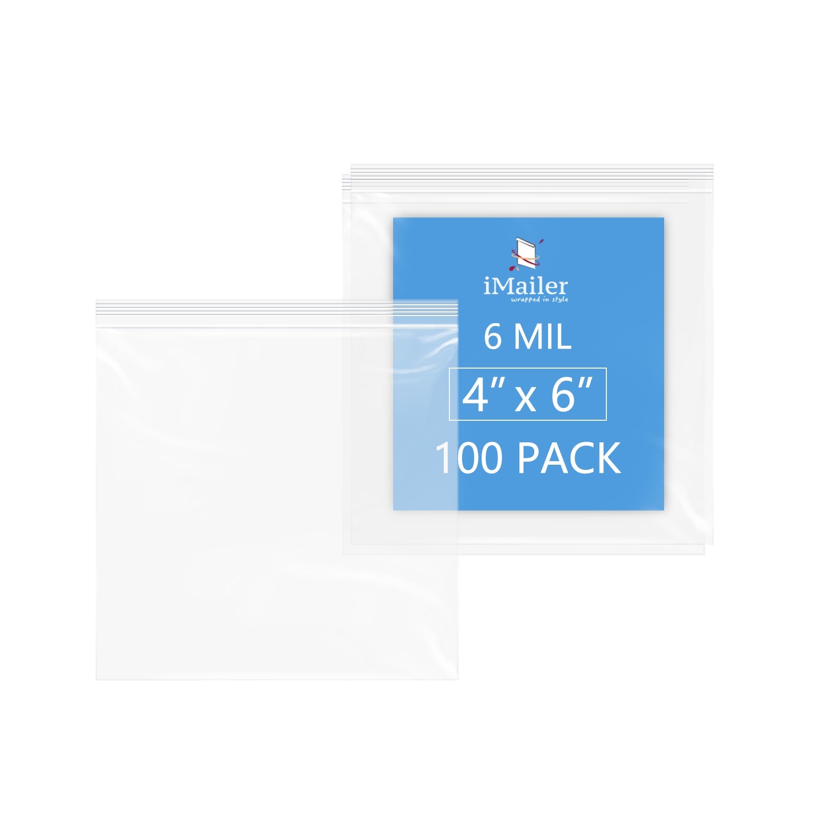 6 Mil 4" x 6" Thick Zip Bags 100 Pack Heavy Duty Reusable