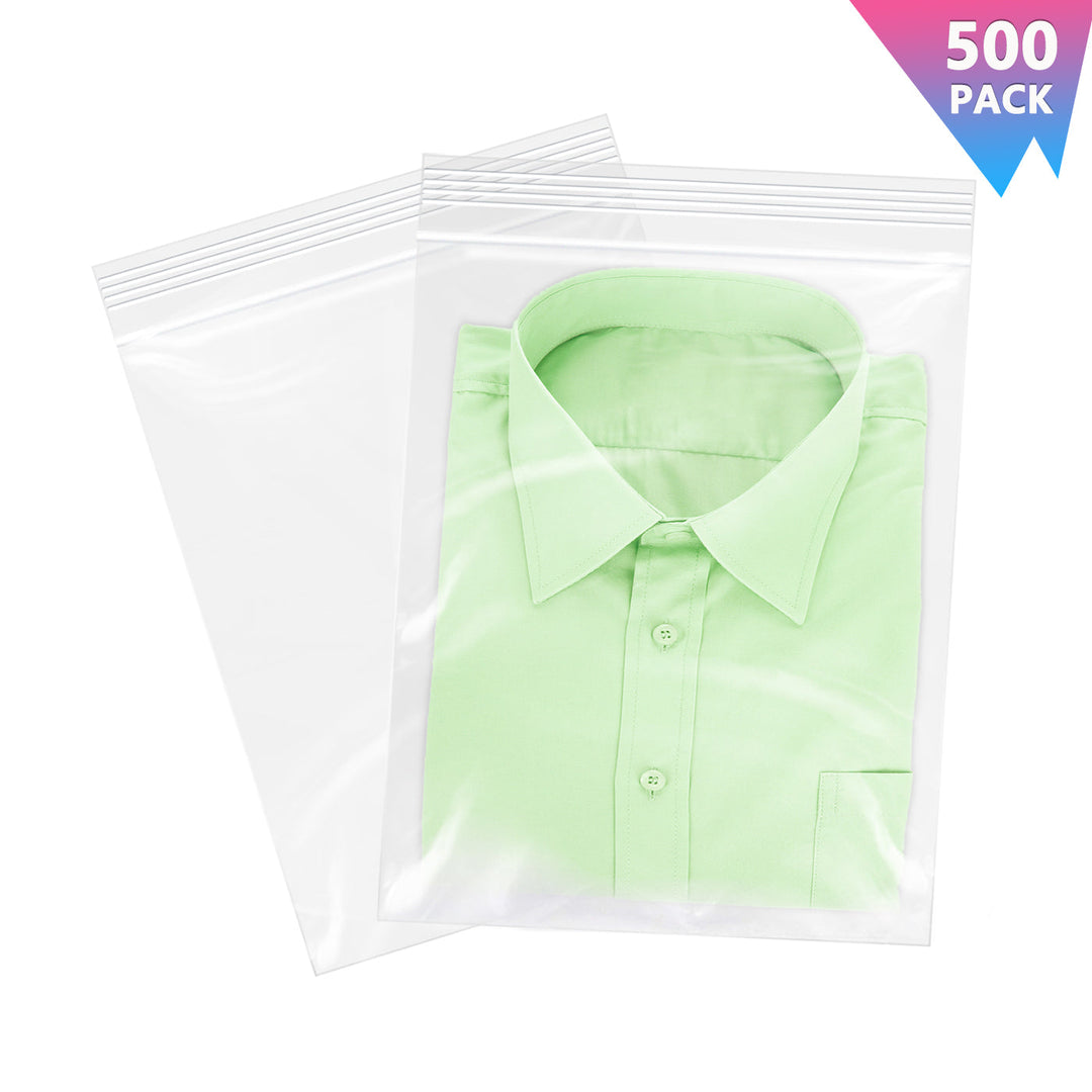 11" x 14" Clear Reclosable Zip Lock Bags For Clothes