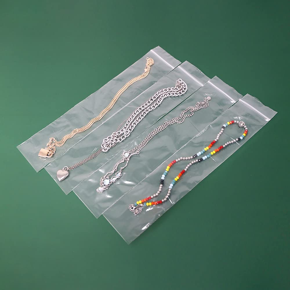 2" x 10" Clear Plastic Long Zip Lock Jewelry Bags