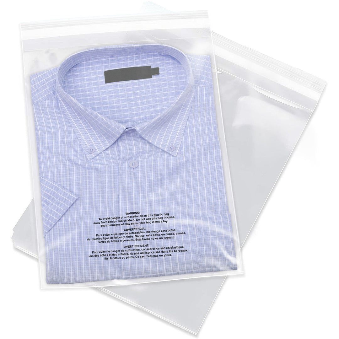 Imailer 13" x 15" Self Seal 1.6 Mil Clear Plastic Poly Bags with Suffocation Warning