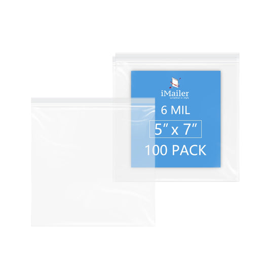 6 Mil 5" x 7" Heavy-Duty Zip Bags 100 Pack Reusable