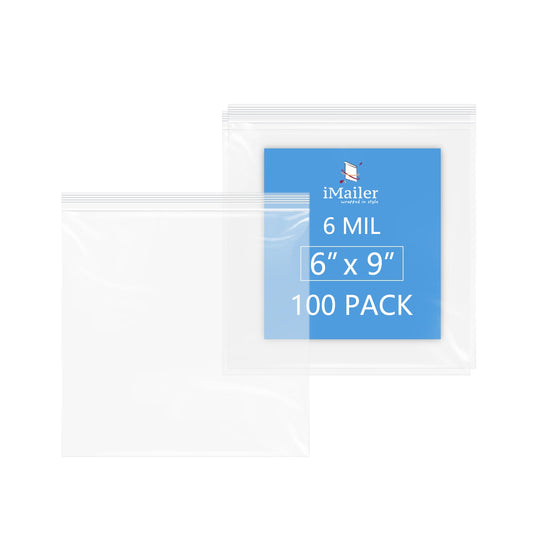 6 Mil 6" x 9" Thick Zip Bags 100 Pack Durable Reusable