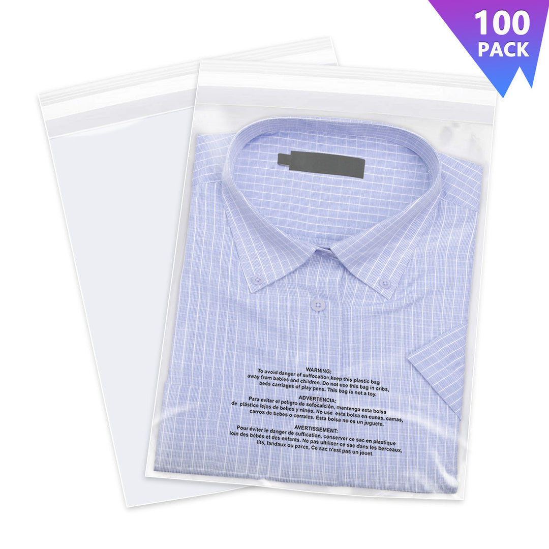 8" x 10" Clear Plastic Bags With Suffocation Warning