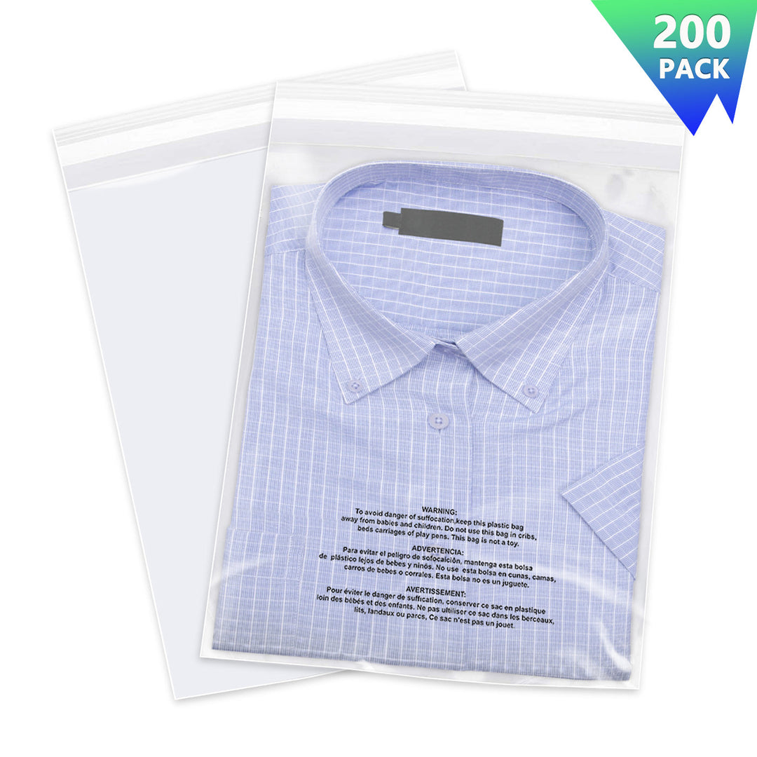 8" x 10" Clear Plastic Bags With Suffocation Warning