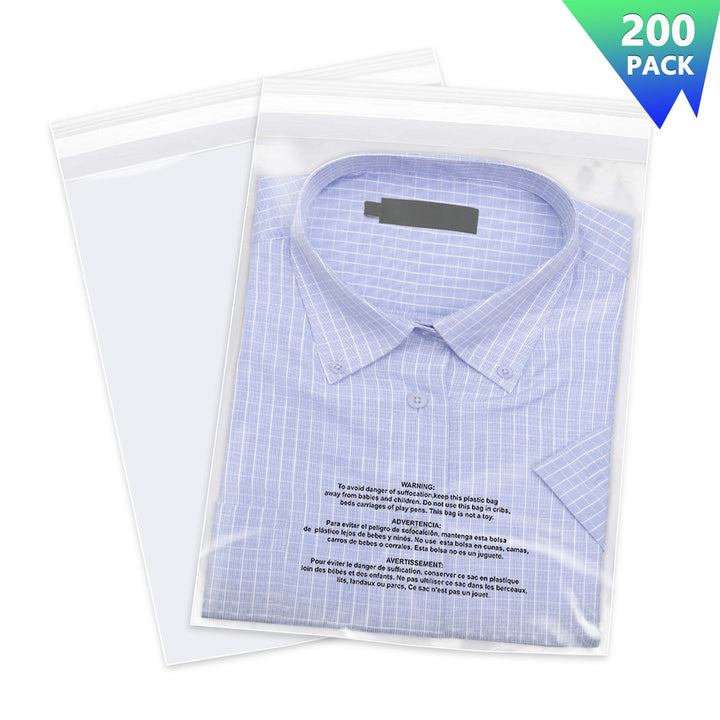 8" x 10" Clear Plastic Bags With Suffocation Warning