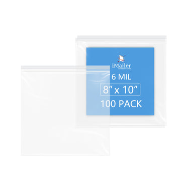 6 Mil 8" x 10" Heavy-Duty Thick Zip Bags 100 Pack Reusable