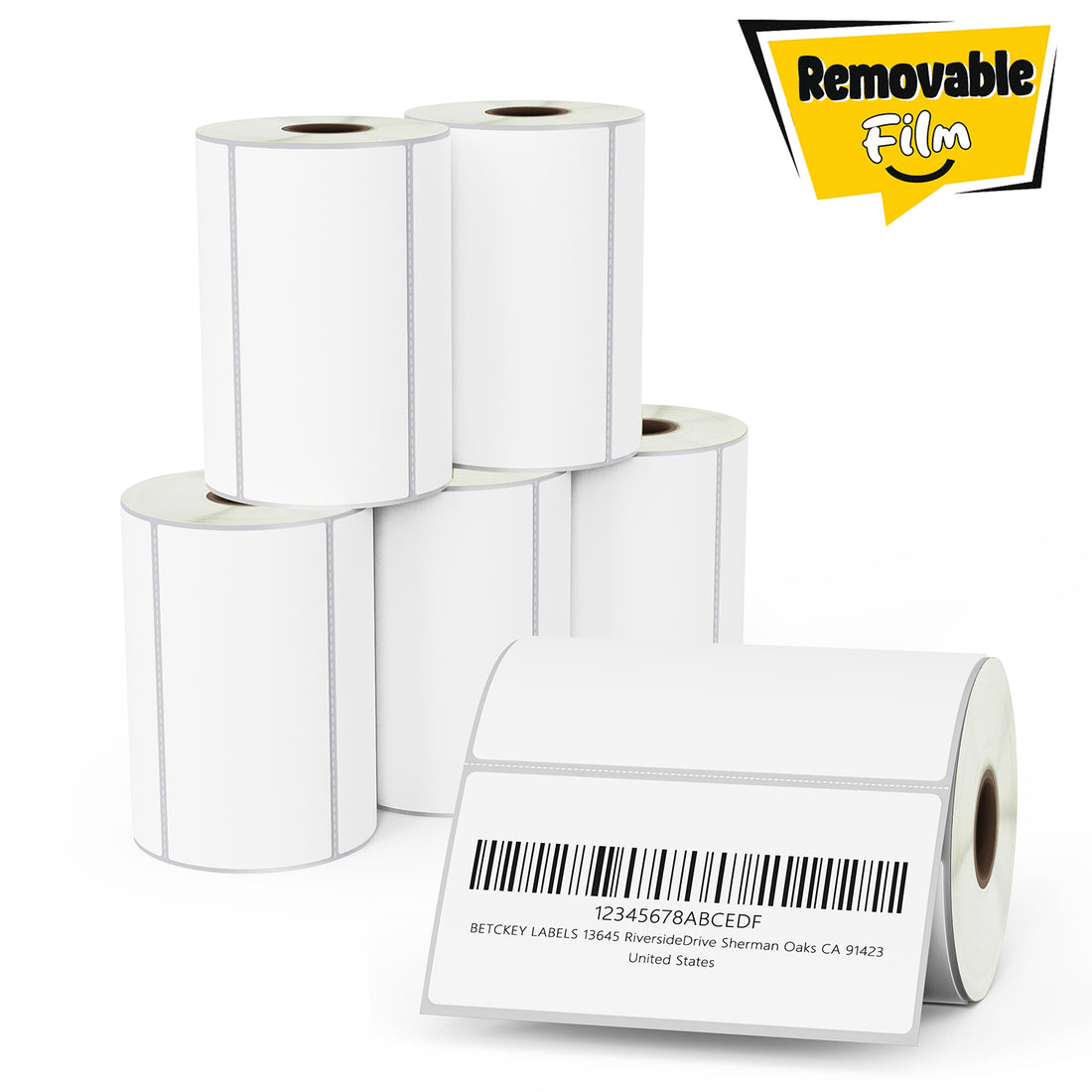 4" x 2" Barcode Shipping Removable Film Labels