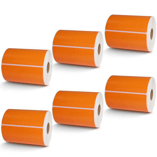 4" x 4" Orange Direct Thermal Labels