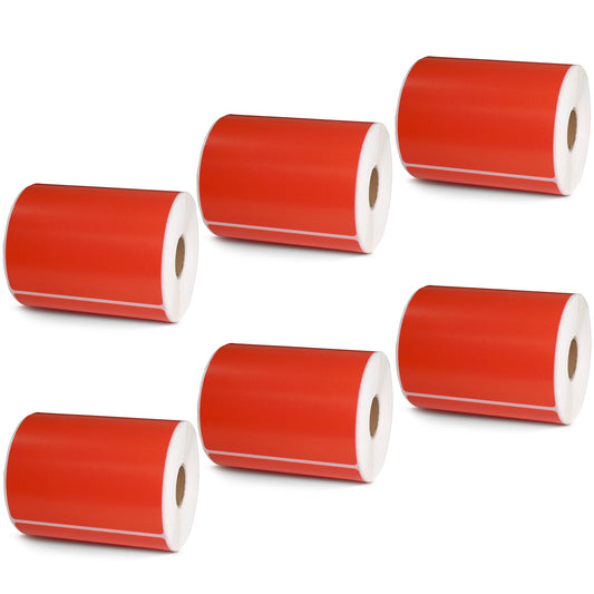 4" x 4" Red Direct Thermal Labels