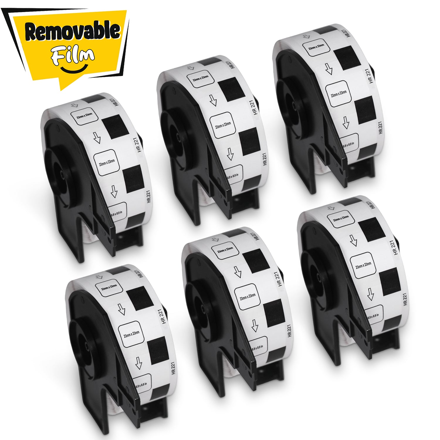 Brother DK-1221 Removable Film Square Labels 0.9" x 0.9"