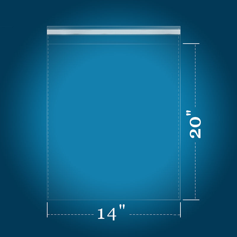 14" x 20" Clear Plastic Cellophane Bags Resealable Plastic Poly Bags