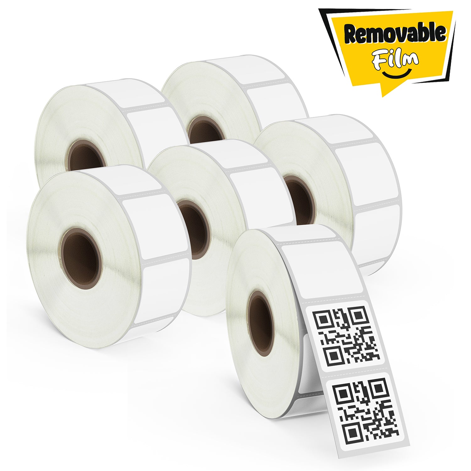 1" x 1" Square QR Code Removable Film Labels