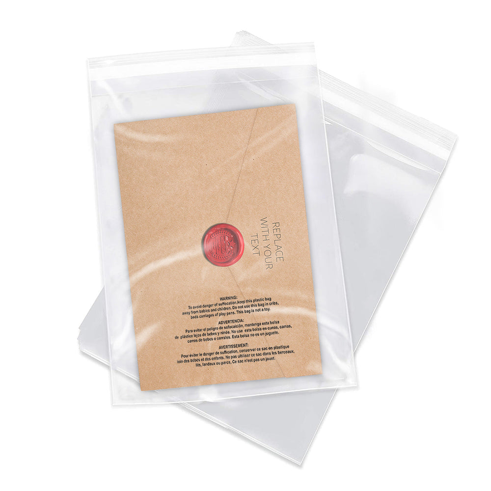 iMailer 8" x 10" Self Seal 1.6 Mil Clear Plastic Poly Bags with Suffocation Warning