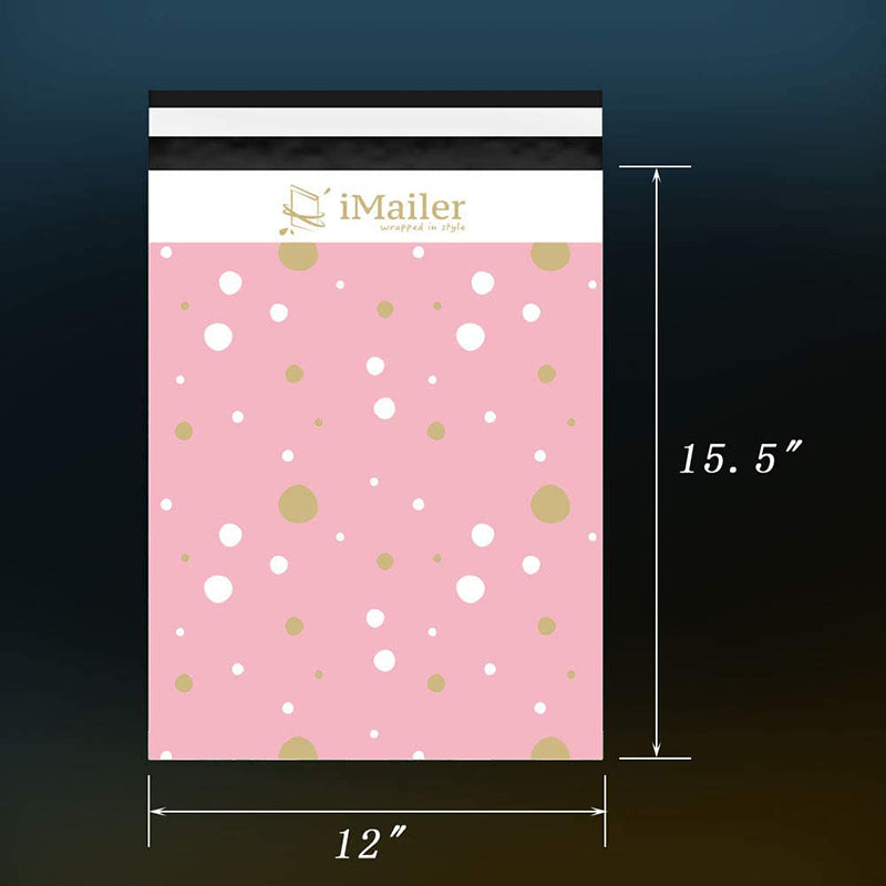 Imailer Mailing Shipping Bags with Self Seal Strip Pink Polka Dot - Thank You Poly Mailer Envelope